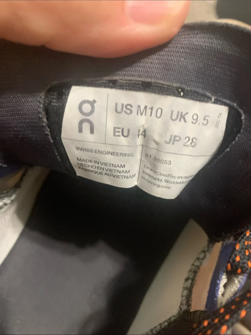 On Running Men's Cloudmonster Sneakers in White with Blue and Orange Accents